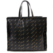 Balenciaga Large Black Gold Logo Bazar Shopper for sale online at Labellov
