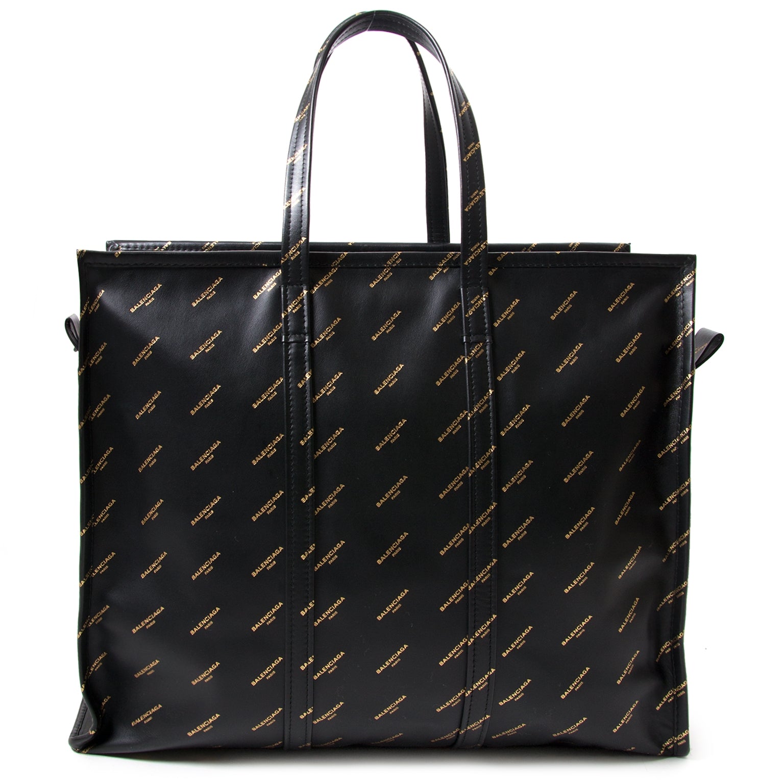 Balenciaga Large Black Gold Logo Bazar Shopper kopen en verkopen