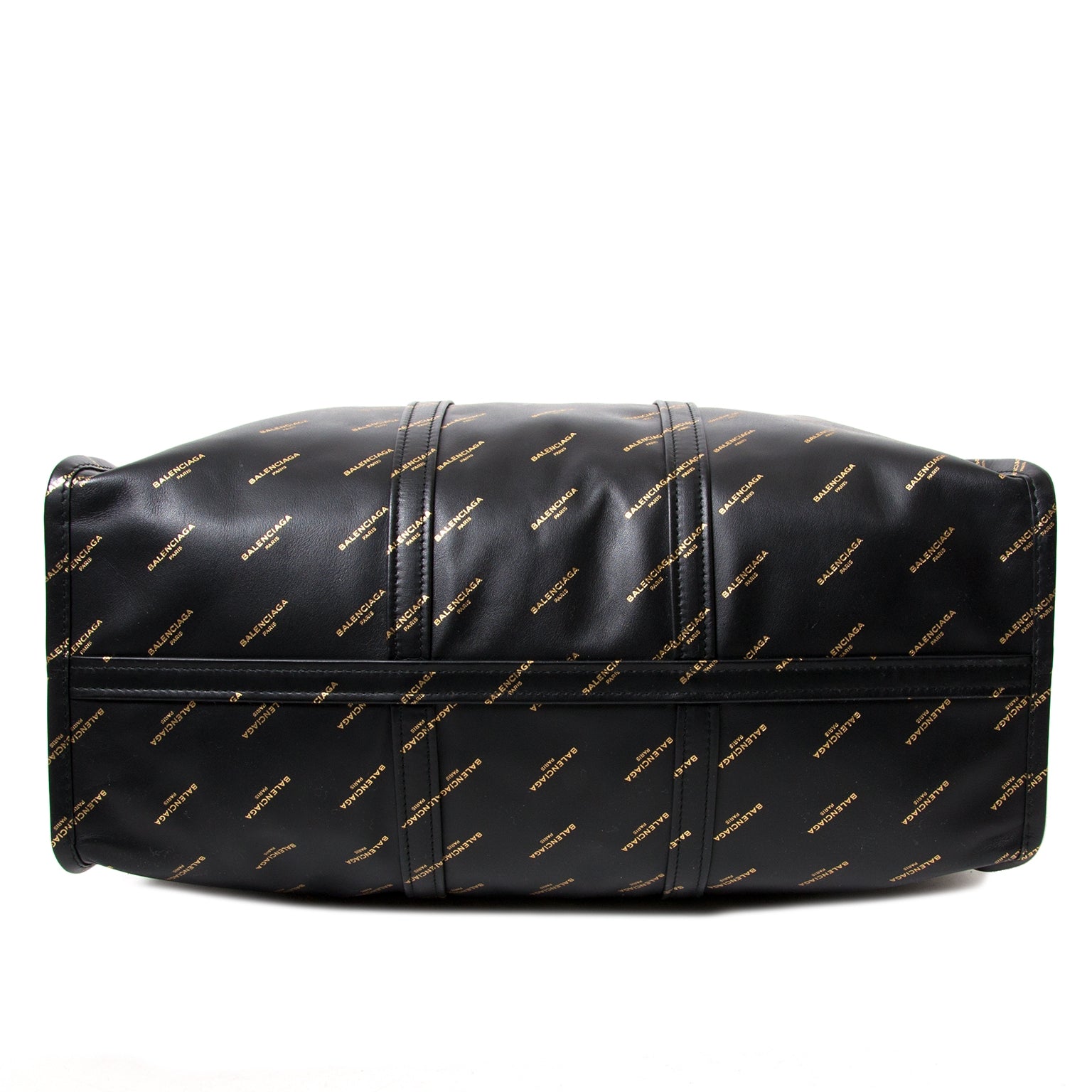 Balenciaga Large Black Gold Logo Bazar Shopper for sale