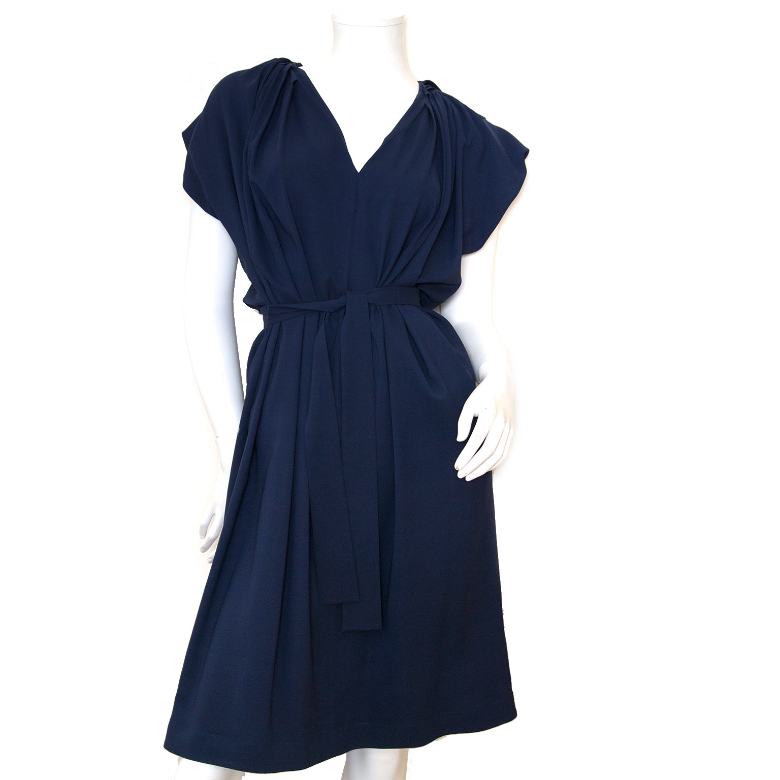 Balenciaga Blue V Neck Silk Dress for sale online