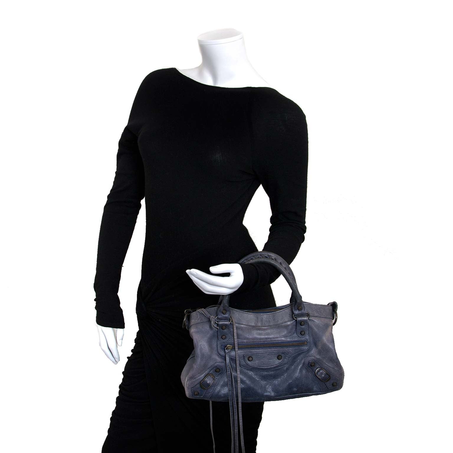 tweedehands Balenciaga Blue Leather Classic First Bag nu te koop bij labellov.com aan de beste prijs