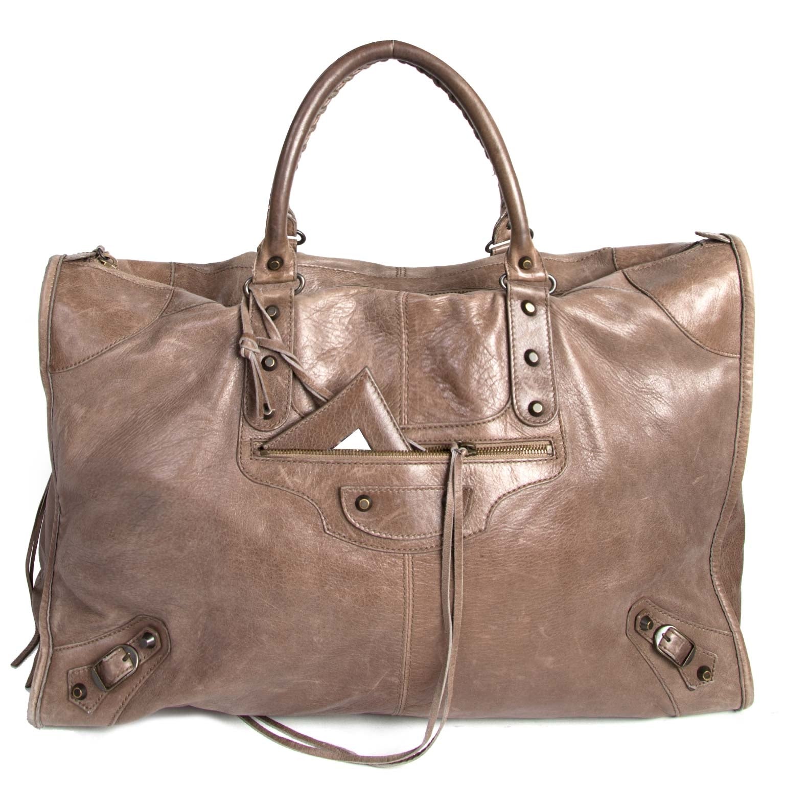 Bent u op zoek naar een authentieke Balenciaga Weekender Seigle Agneau Leather Bag?