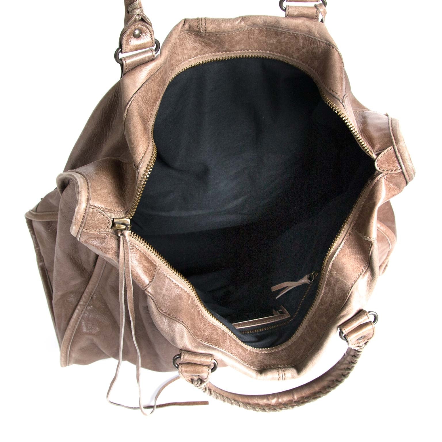 Balenciaga Weekender Taupe Leather Bag