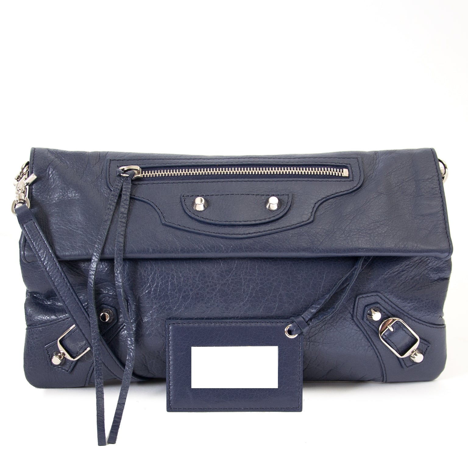 Balenciaga Blue Classic Motocross Envelope Clutch now for sale at labellov vintage fashion webshop belgium