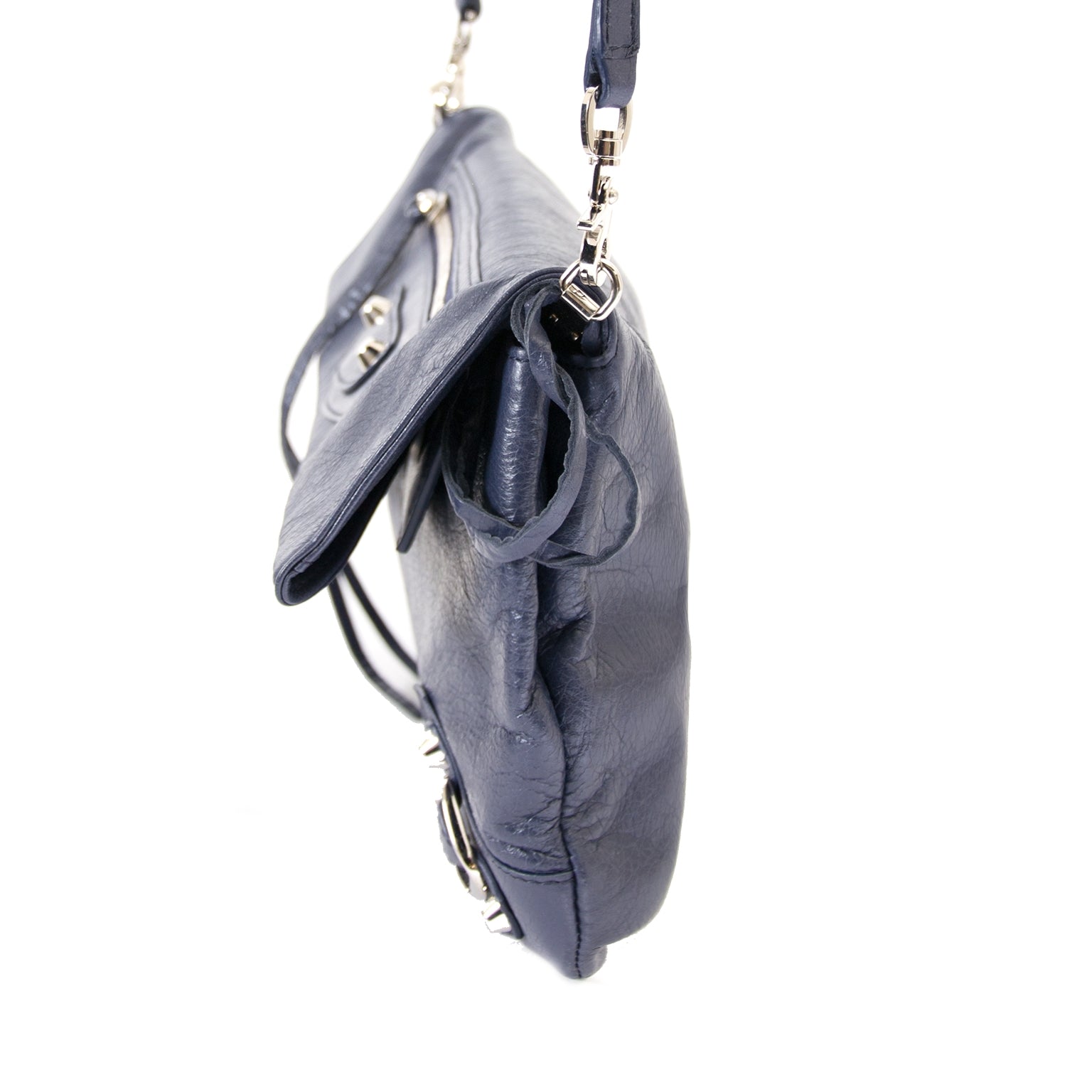 Balenciaga Blue Classic Motocross Envelope Clutch now for sale at labellov vintage fashion webshop belgium