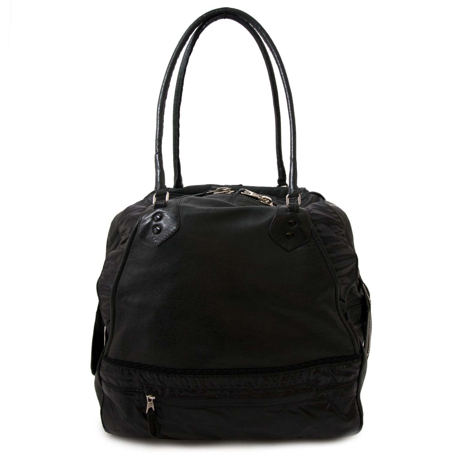 balenciaga black leather and nylon bag for sale