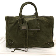 balenciaga khaki suede city weekender bag now for sale at labellov vintage fashion webshop belgium