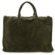 balenciaga khaki suede city weekender bag now for sale at labellov vintage fashion webshop belgium