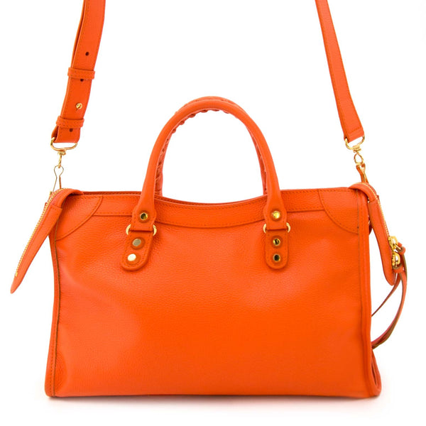 Balenciaga City S Vibrato Leather Orange Sanguine – Labellov