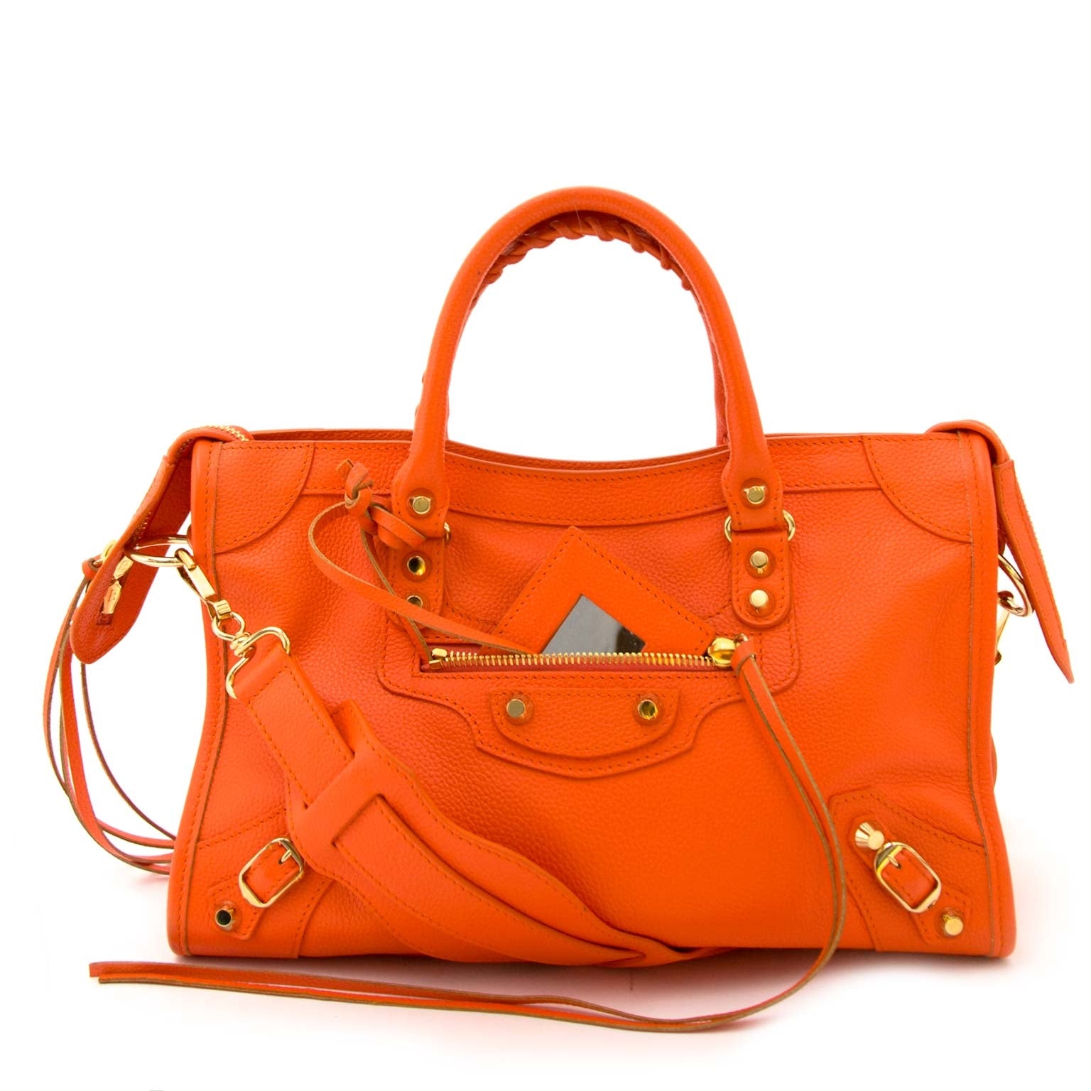 Balenciaga City S Vibrato Leather Orange Sanguine – Labellov