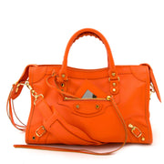Balenciaga City S Vibrato Leather Orange Sanguine