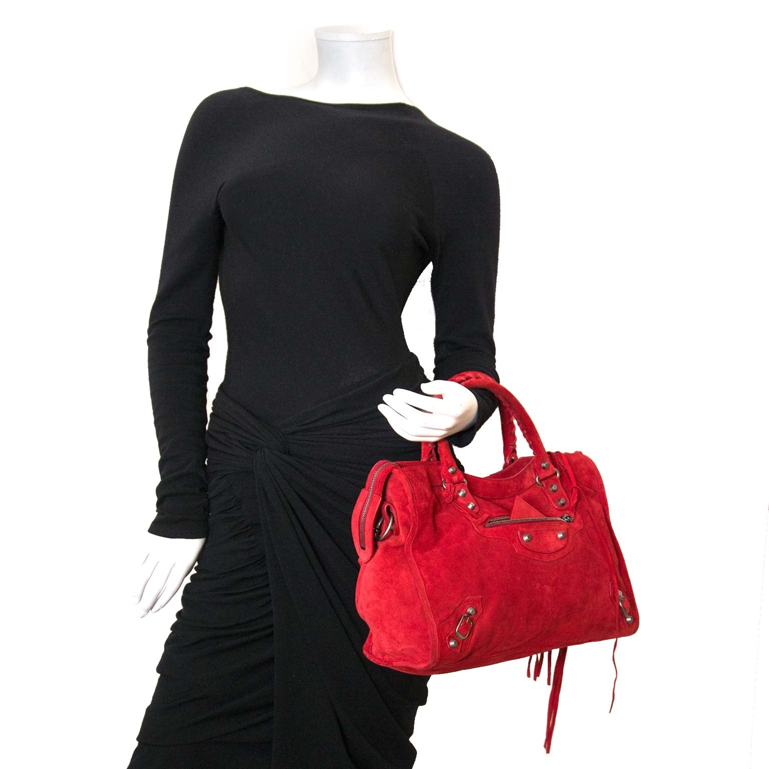 Koop authentieke balenciaga suede city tas bij labellov vintage mode webshop belgië