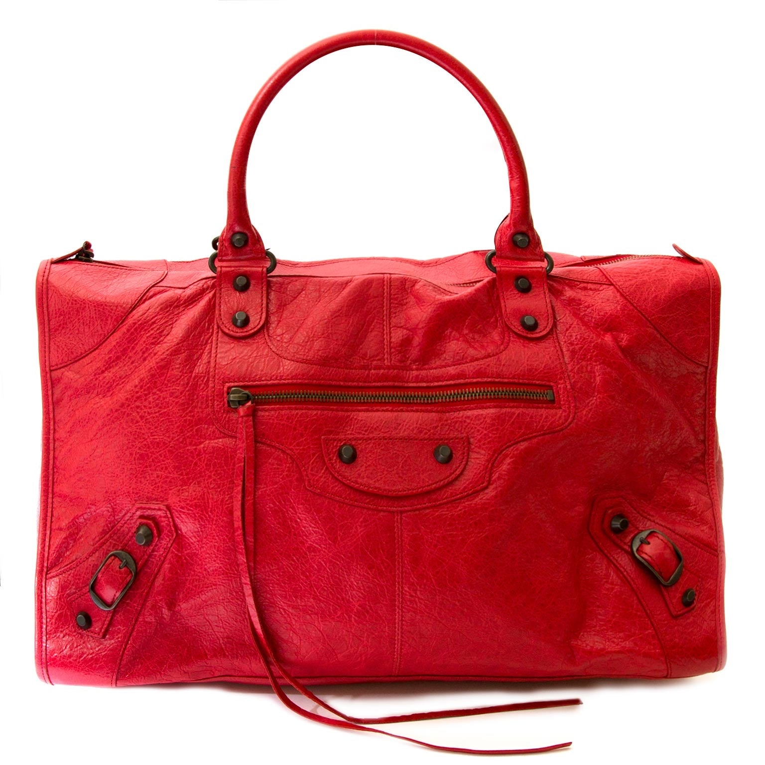 balenciaga red leather work bag now for sale at labellov vintage fashion webshop belgium