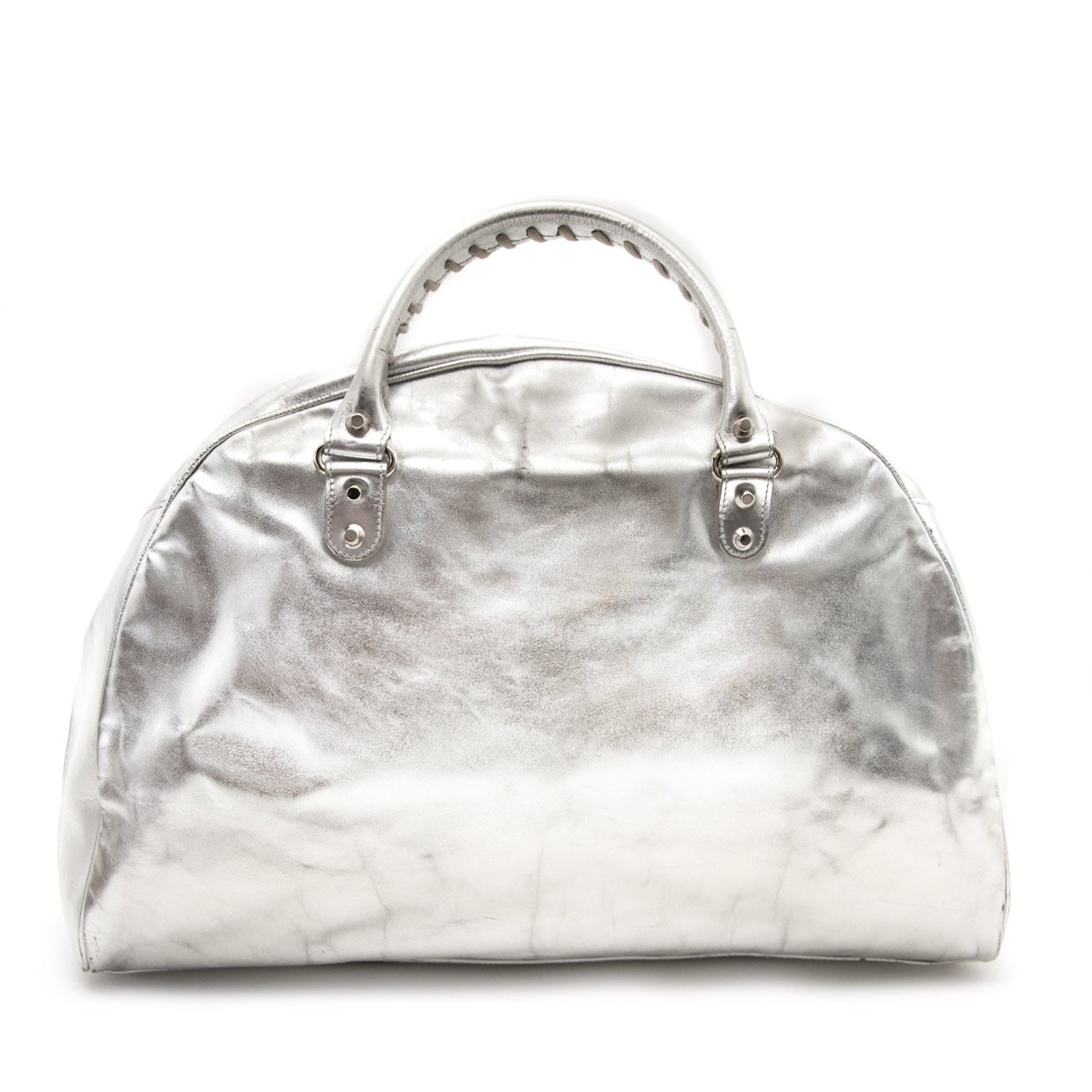 Balenciaga Silver Bowling MM bag available for the best price available online only at Labellov