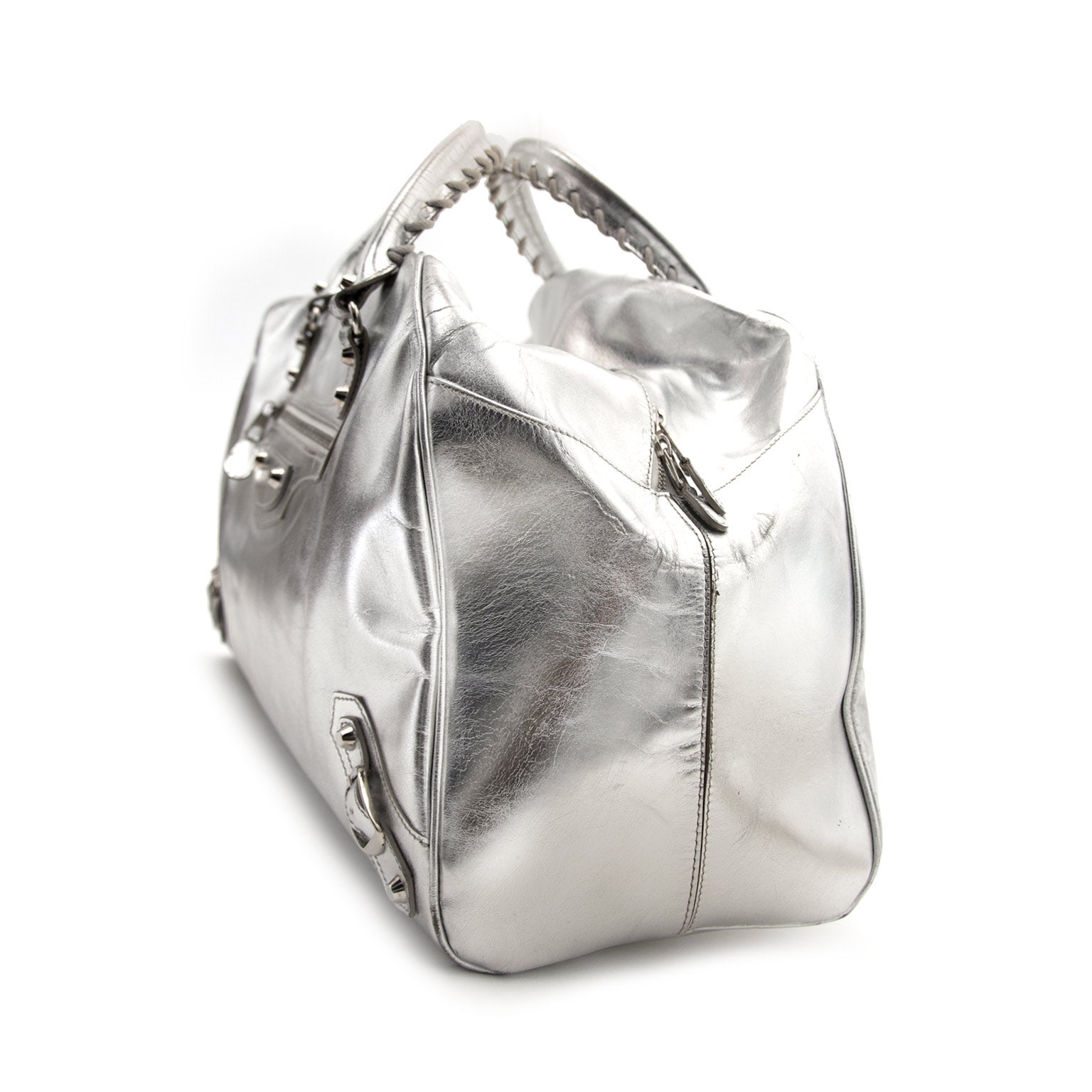 Secondhand designer items such as this Balenciaga Silver Bowling MM available with worldwide shipping