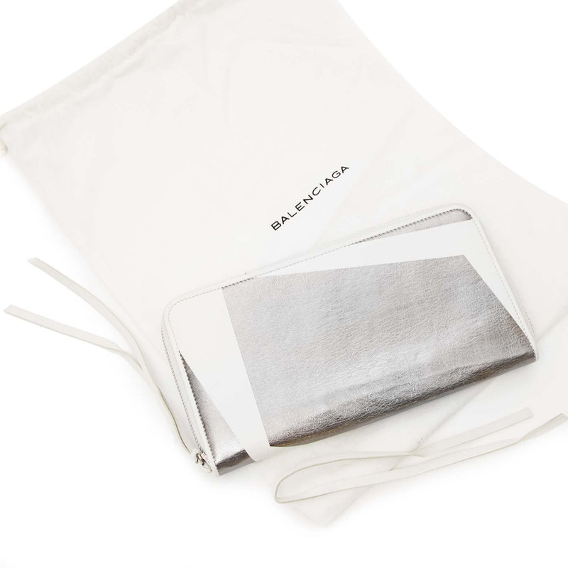 balenciaga metallic zip around wallet now for sale at labellov vintage fashion webshop belgium
