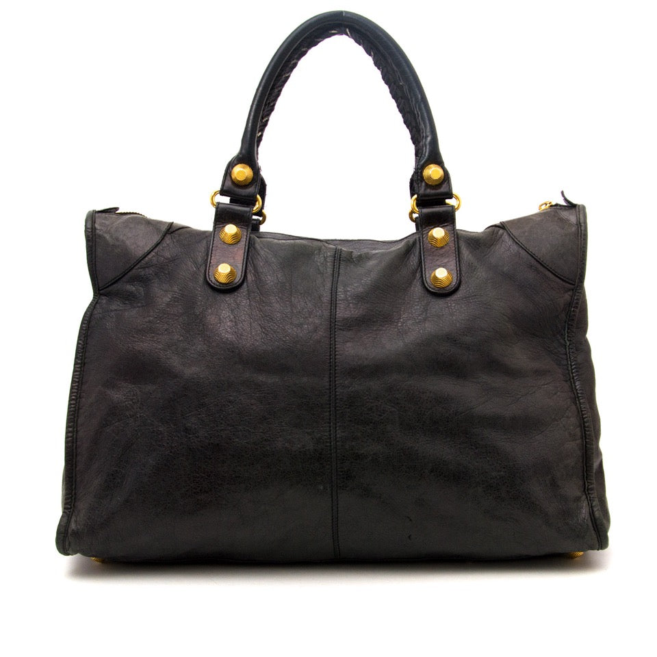 koop online aan de beste prijs Balenciaga Weekender Black GHW Gold Hardware