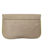 Balenciaga Beige And Green Leather Lune Clutch now for sale at labellov vintage fashion webshop belgium