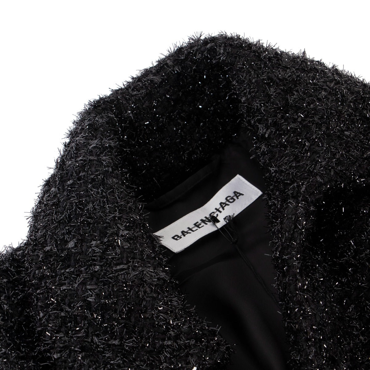 Balenciaga Spring 2020 Black Shimmer Coat - Size 38