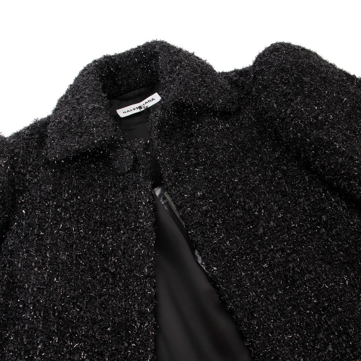 Balenciaga Spring 2020 Black Shimmer Coat - Size 38