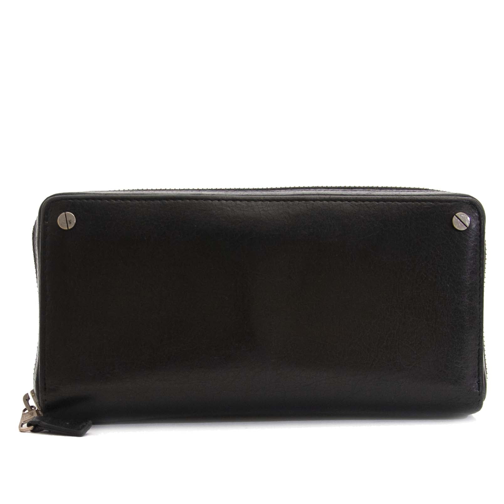 Authentic second hand Balenciaga Silver Screw Wallet Black buy online webshop LabelLOV