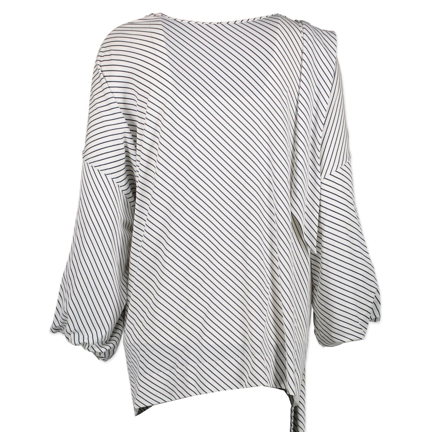 Balenciaga White Blue Striped Blouse - Size 34