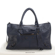 Balenciaga Blue Leather Work Bag now for sale at labellov vintage fashion webshop belgium