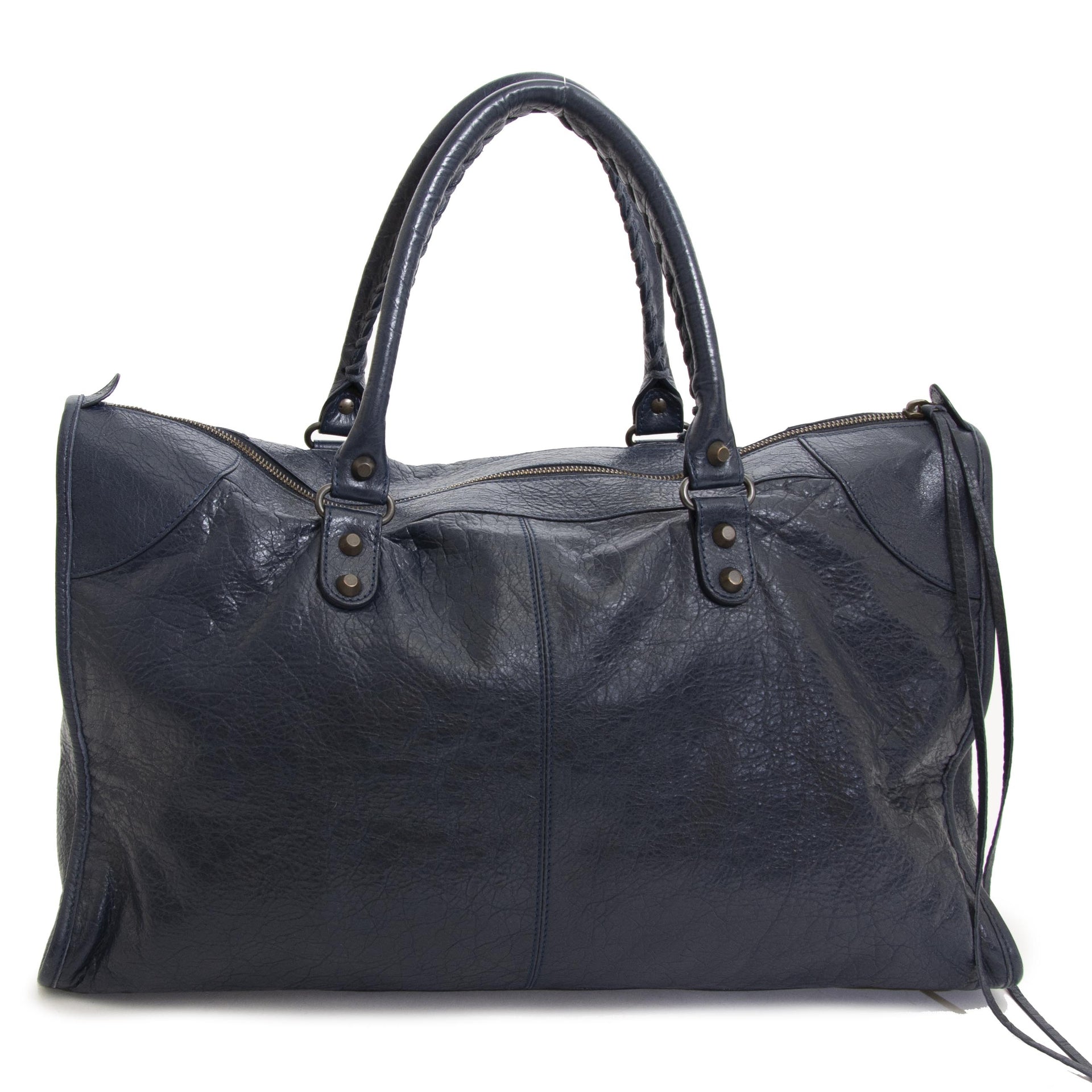 Balenciaga Blue Leather Work Bag now for sale at labellov vintage fashion webshop belgium