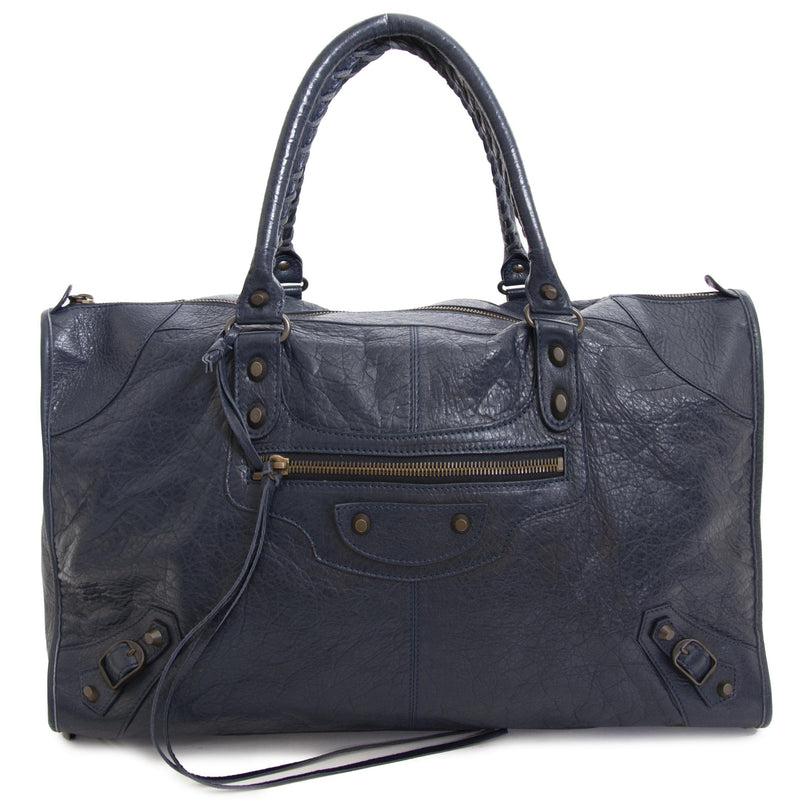 Balenciaga Blue Leather Work Bag now for sale at labellov vintage fashion webshop belgium