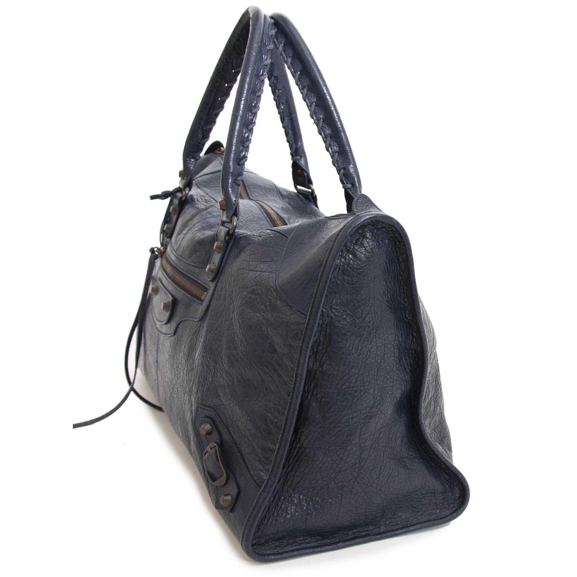 Balenciaga Blue Leather Work Bag now for sale at labellov vintage fashion webshop belgium