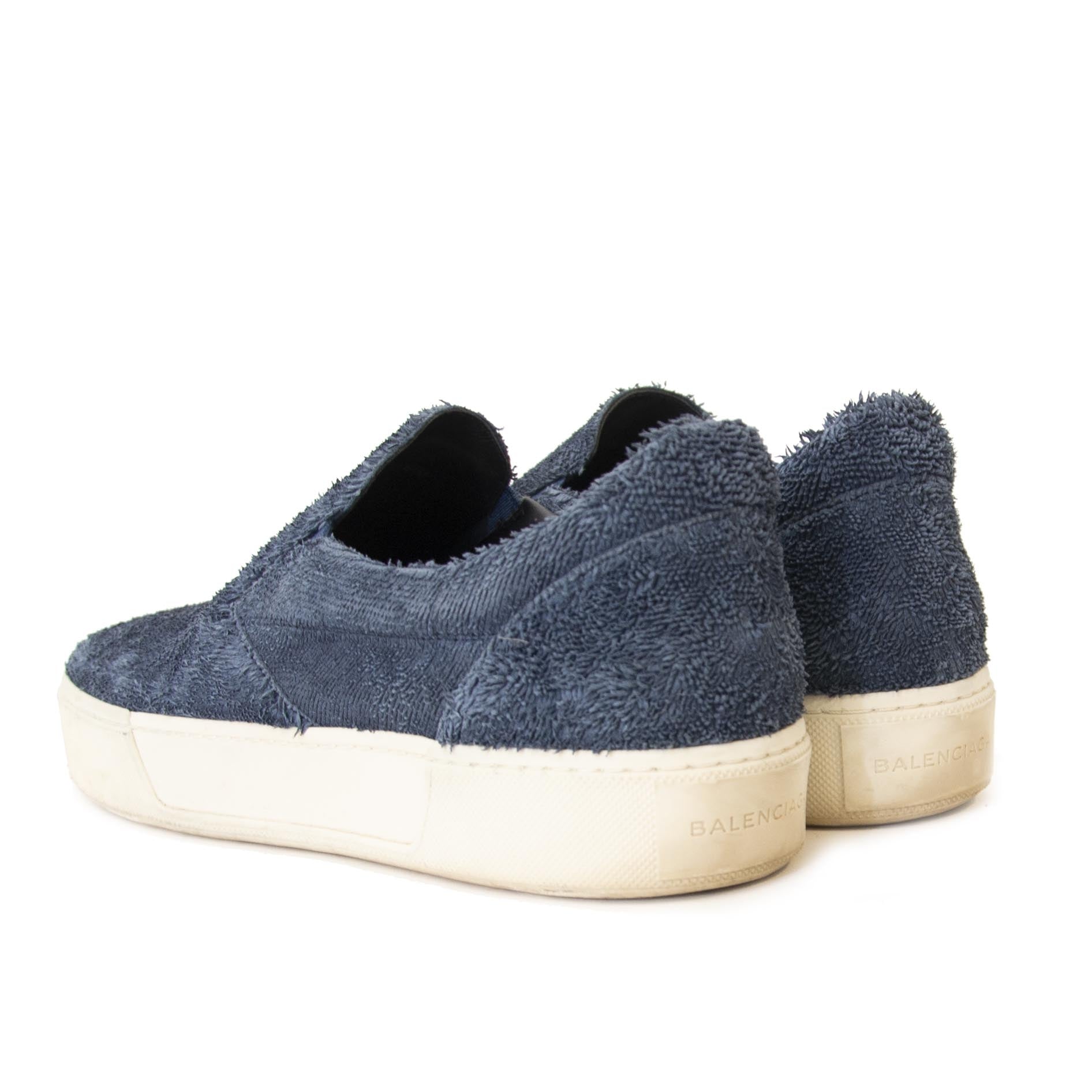 Buy these authentic second-hand vintage Balenciaga Blue Slip On Sneakers - size 40 buy online webshop LabelLOV