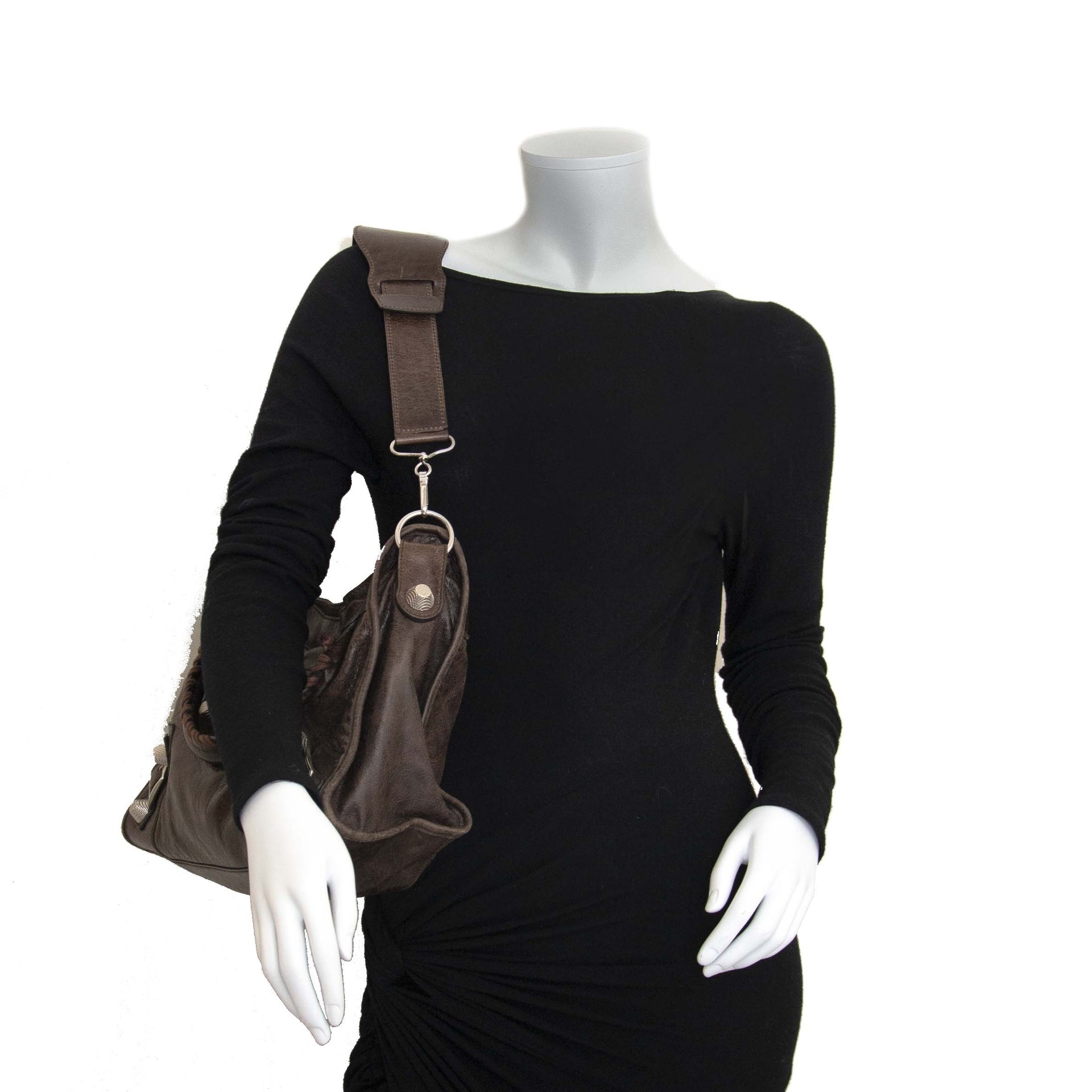 Balenciaga Brown Lambskin Leather Giant 21 Motorcycle City Bag now for sale at labellov vintage fashion webshop belgium