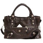 Balenciaga Brown Lambskin Leather Giant 21 Motorcycle City Bag now for sale at labellov vintage fashion webshop belgium