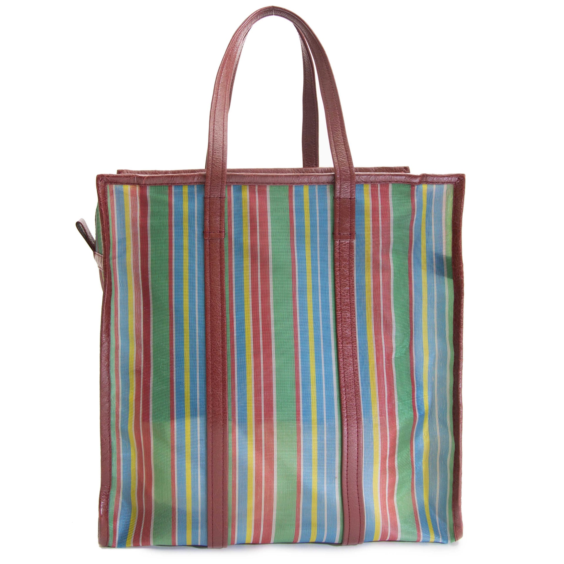 Balenciaga Bazar Medium AJ Mesh Striped Shopper Tote Bag