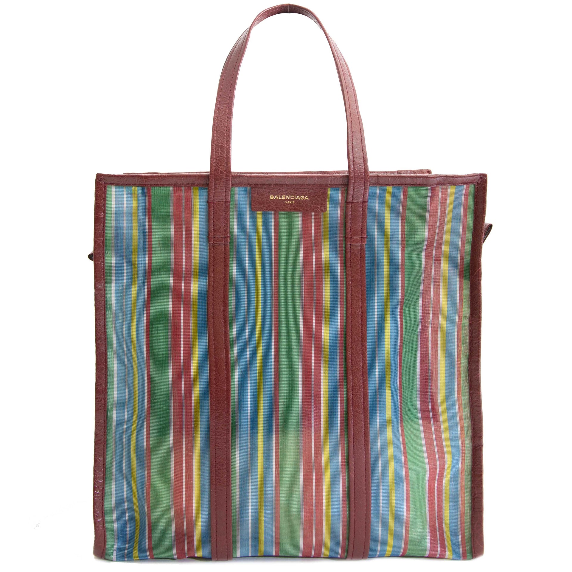 Balenciaga Bazar Medium AJ Mesh Striped Shopper Tote Bag