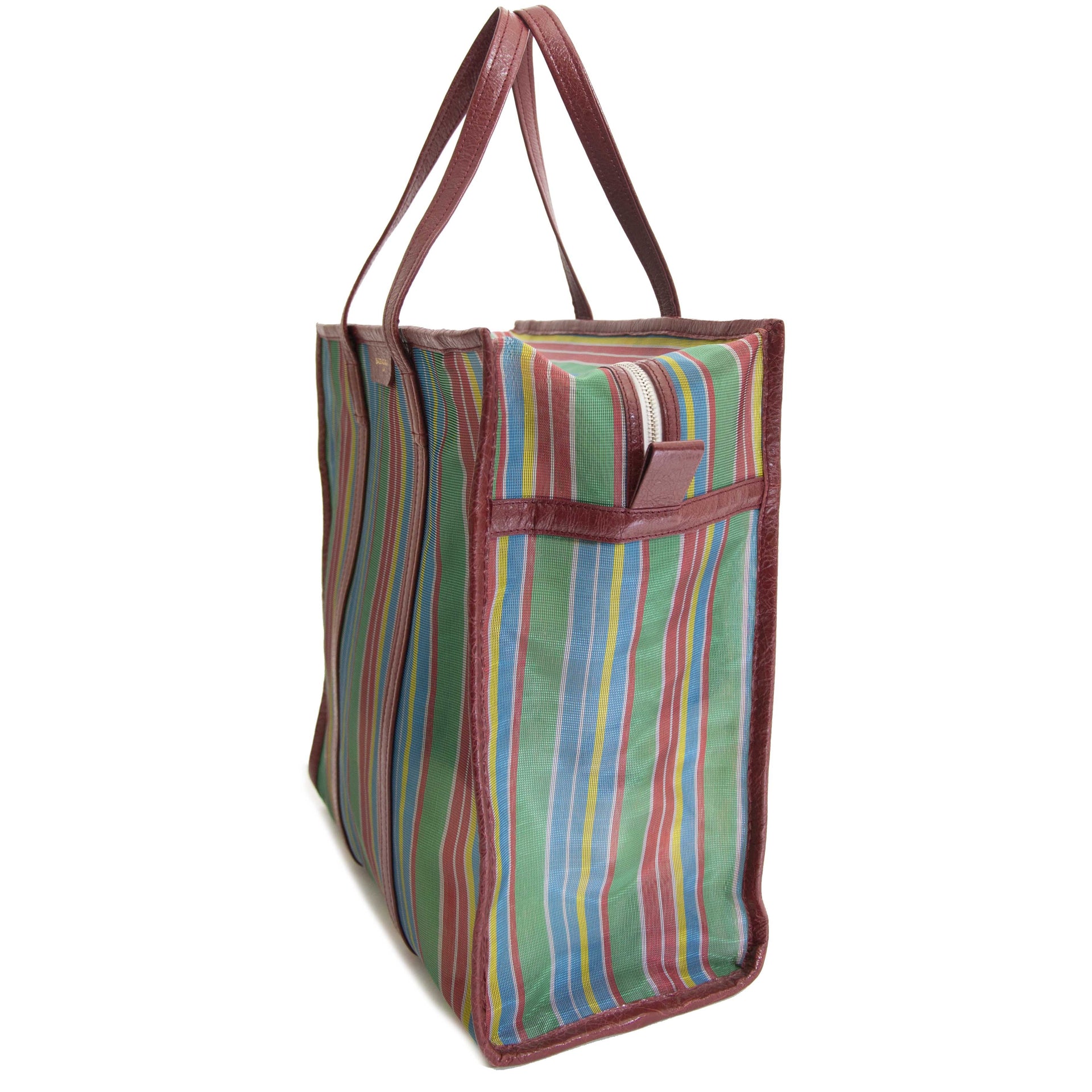Balenciaga Bazar Medium AJ Mesh Striped Shopper Tote Bag