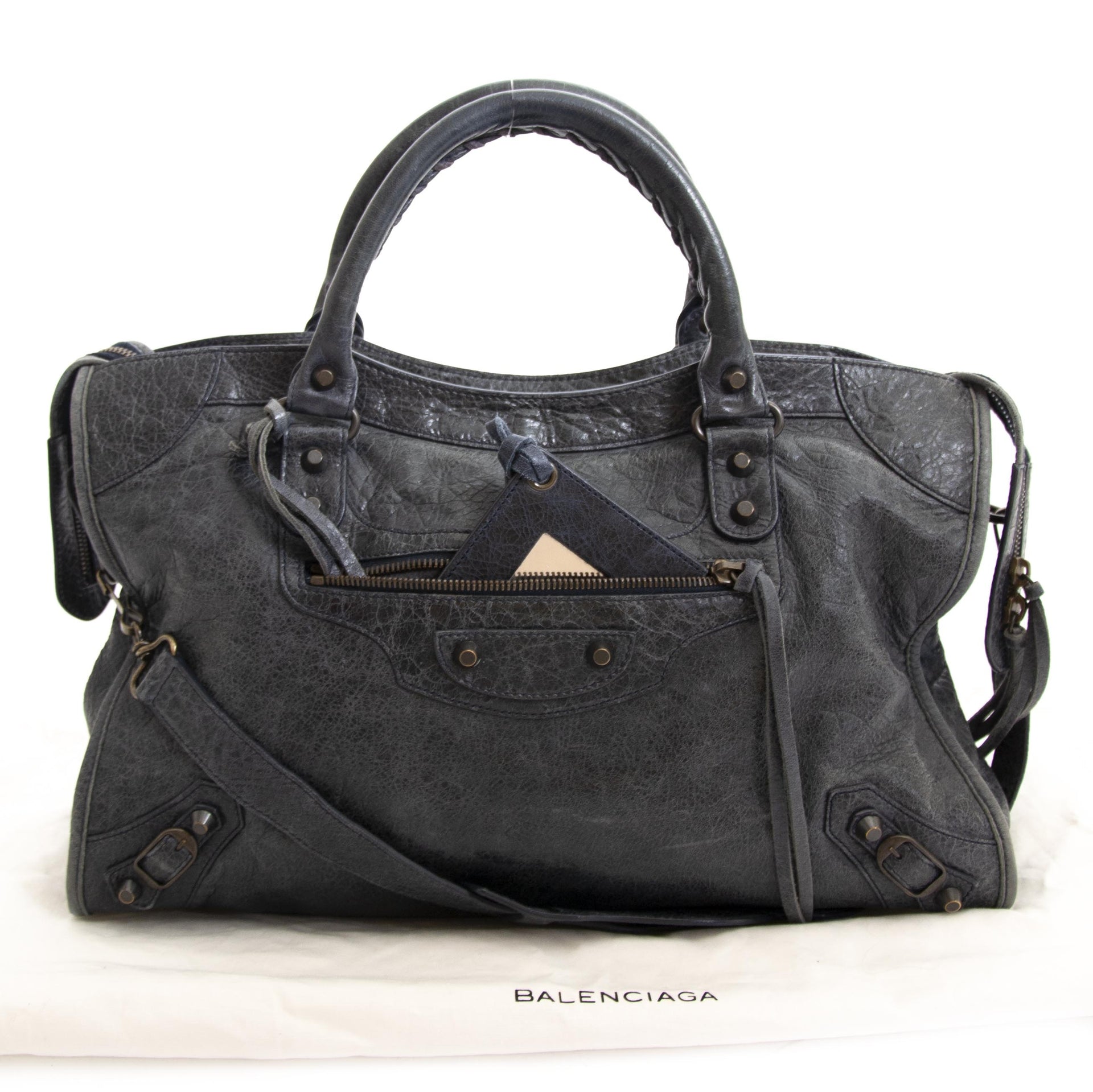 authentic second hand vintage Balenciaga City Bag Dark Night Blue buy online webshop LabelLOV