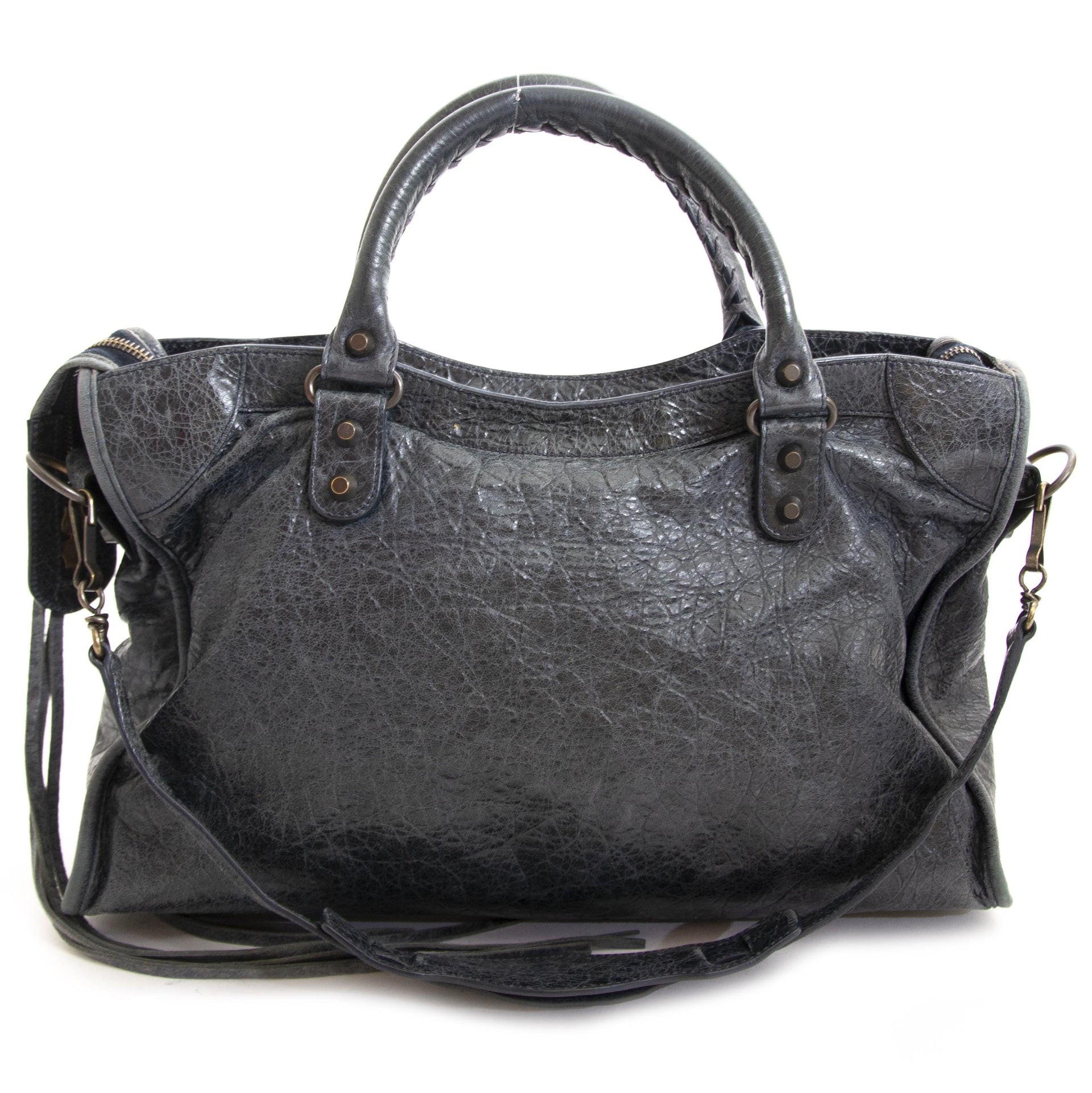 authentic second hand vintage Balenciaga City Bag Dark Night Blue buy online webshop LabelLOV