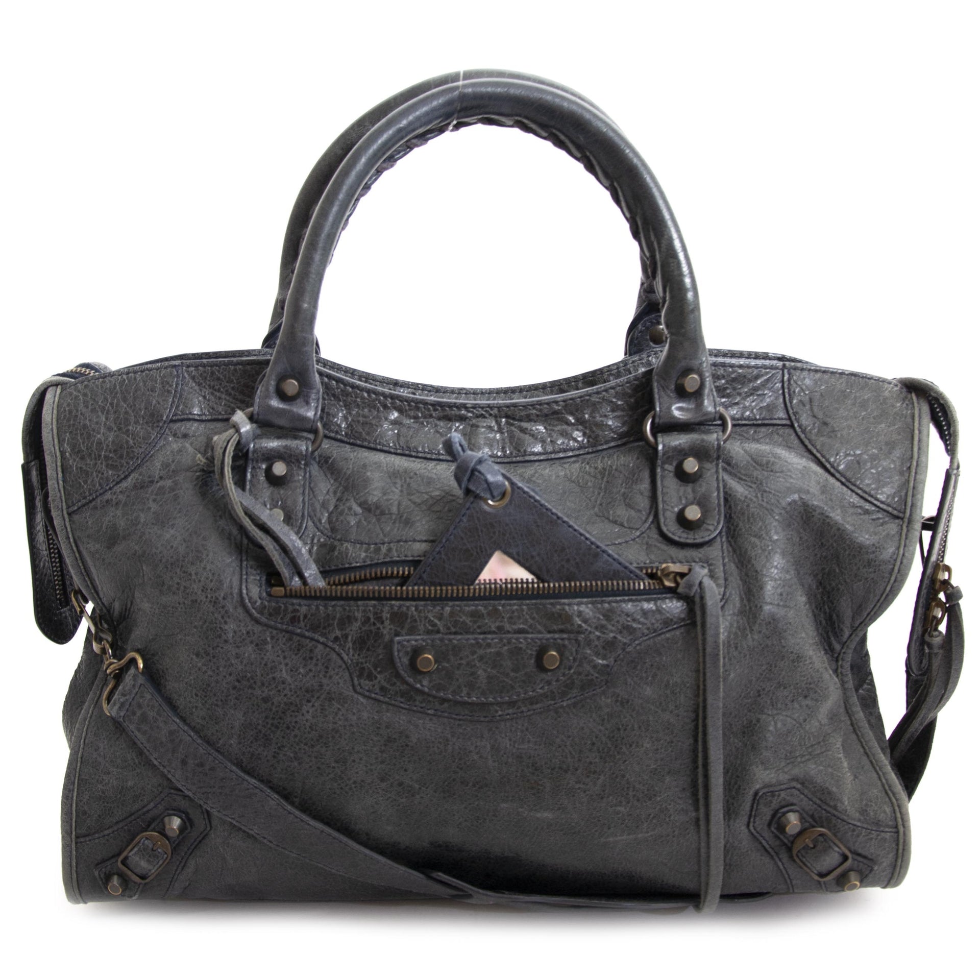 authentic second hand vintage Balenciaga City Bag Dark Night Blue buy online webshop LabelLOV