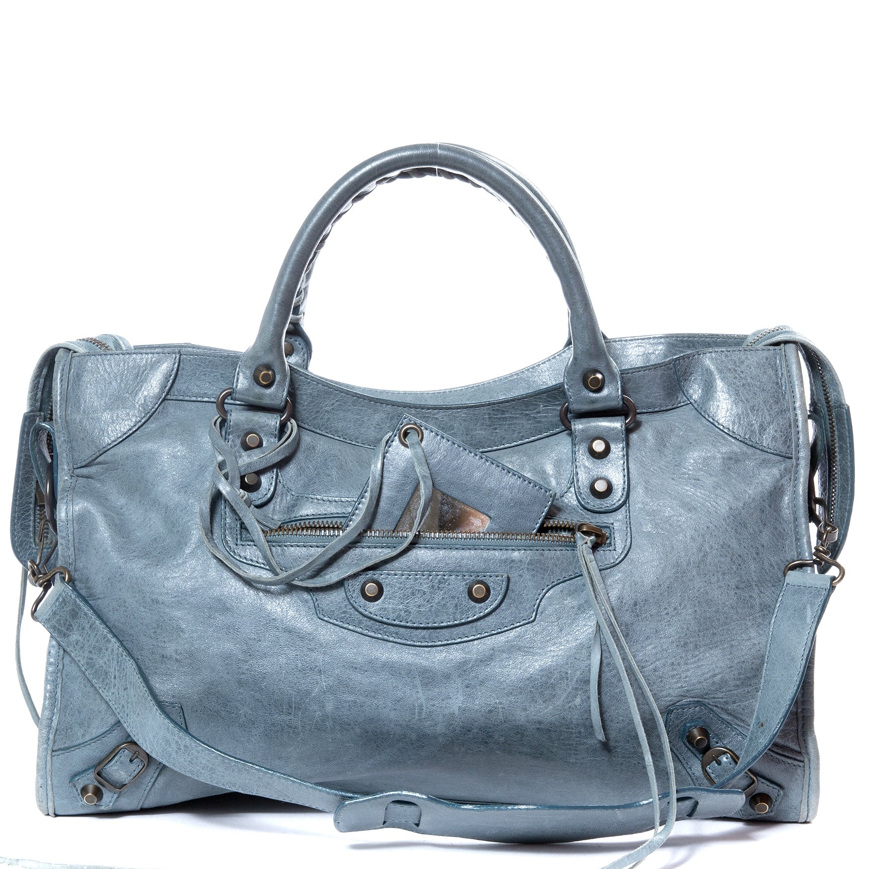 koop Balenciaga Blue Glacier Classic City Bag bij labellov