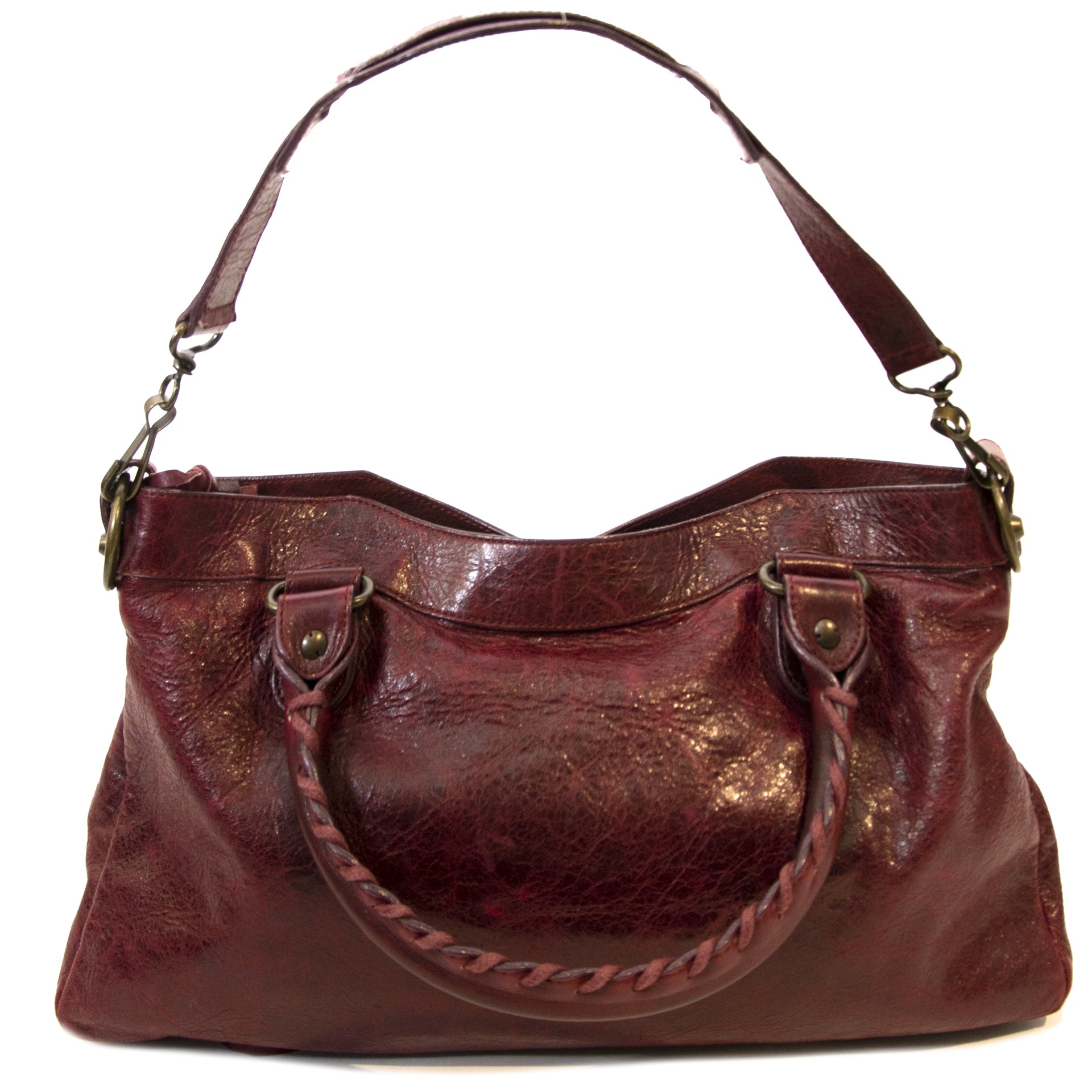Balenciaga Burgundy Nano City Bag Buy and sell vintage handbags and fashion accessories at Labellov Antwerp. Koop en verkoop handtassen bij Labellov Antwerpen, webshop en winkel. Betaal veilig en eerlijk. Vente et achat de sac a mains vintage.