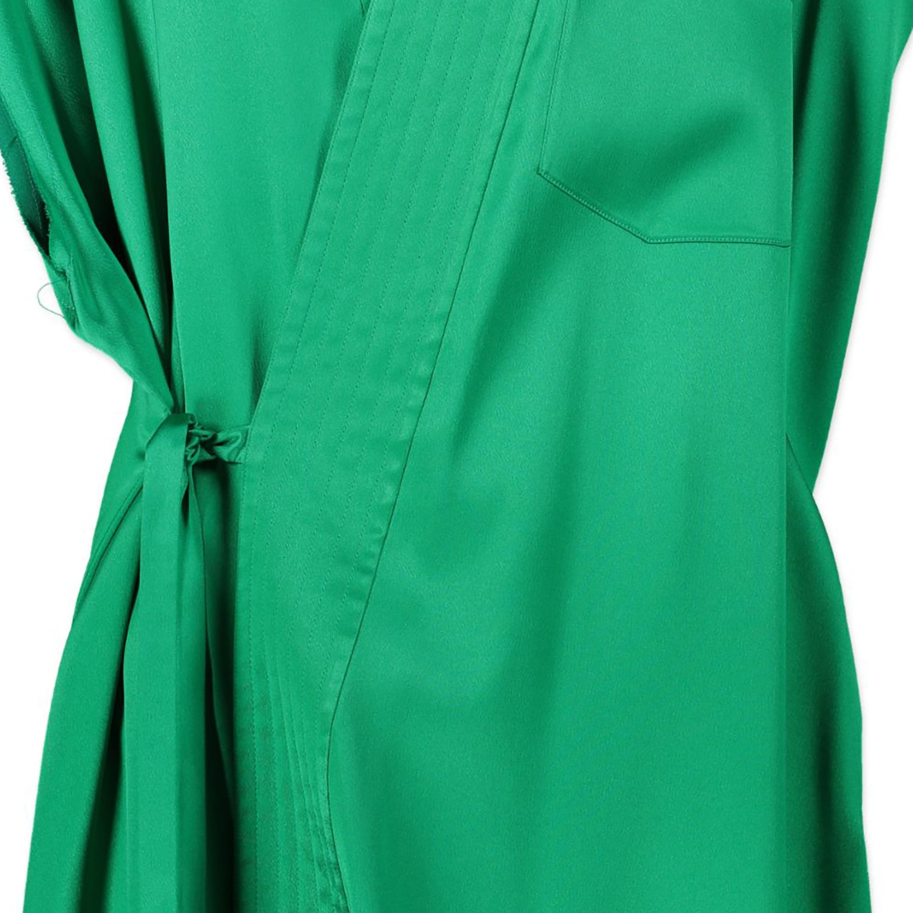 Balenciaga Judo Satin Wrap Dress Emerald
