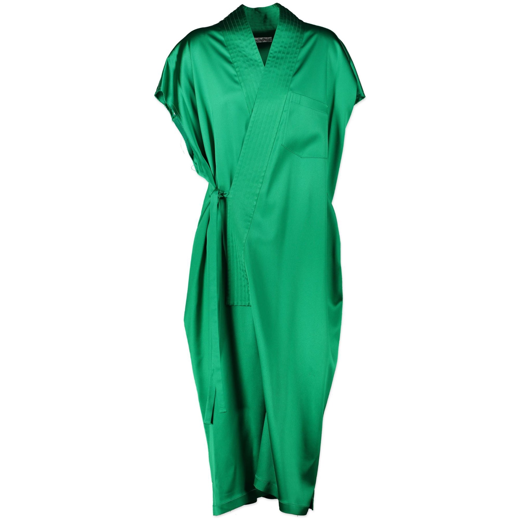 Koop authentieke Balenciaga Judo Satin Midi Wrap Dress Emerald - Size 38 aan de juiste prijs online in alle veiligheid bij LabelLOV luxe merken webshop Antwerpen België