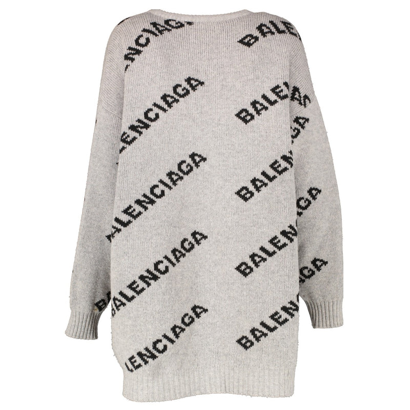 Balenciaga Grey Logo Knit Sweater - Size L