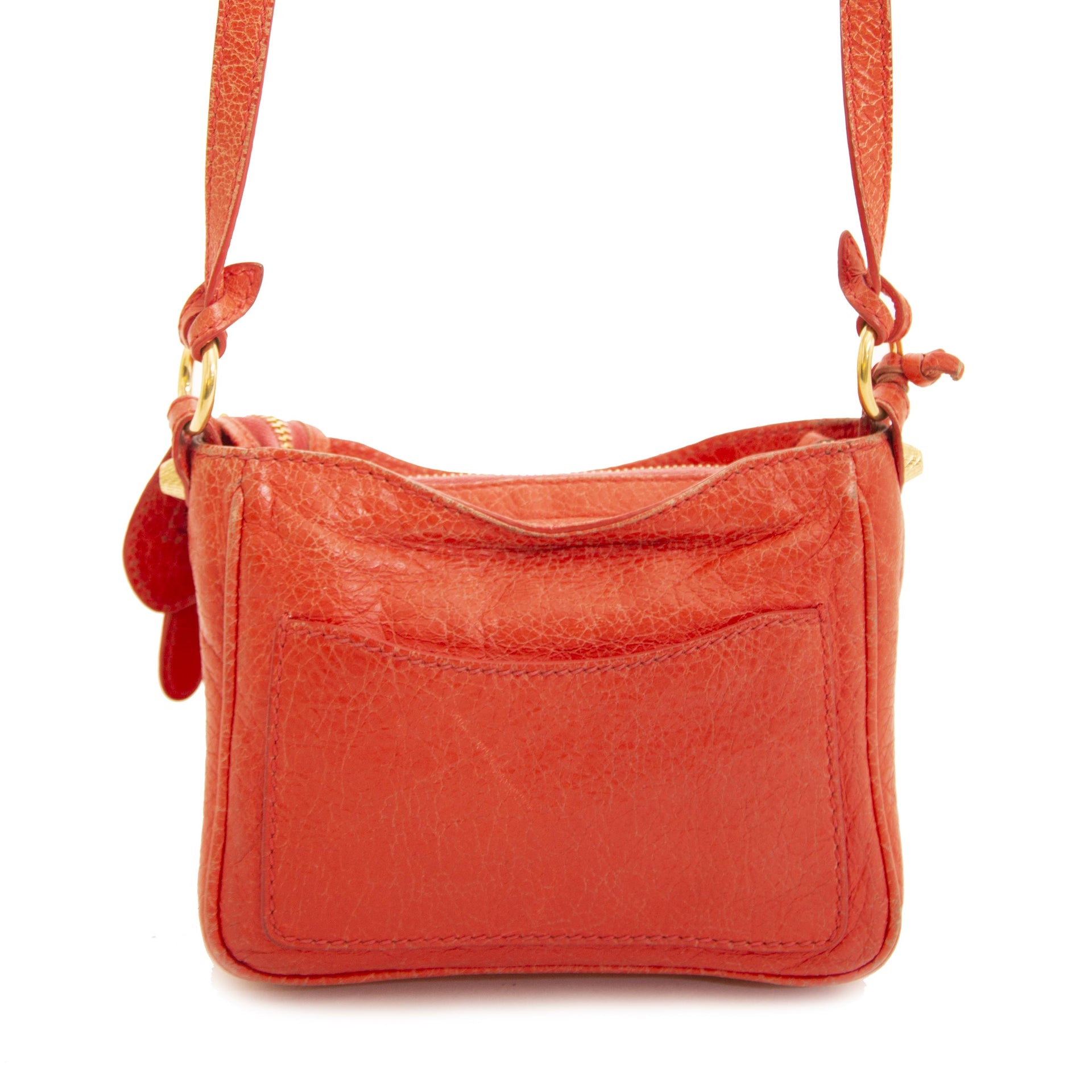 Authentieke tweedehands vintage Balenciaga Nano City Bag Coral bij online webshop LabelLOV