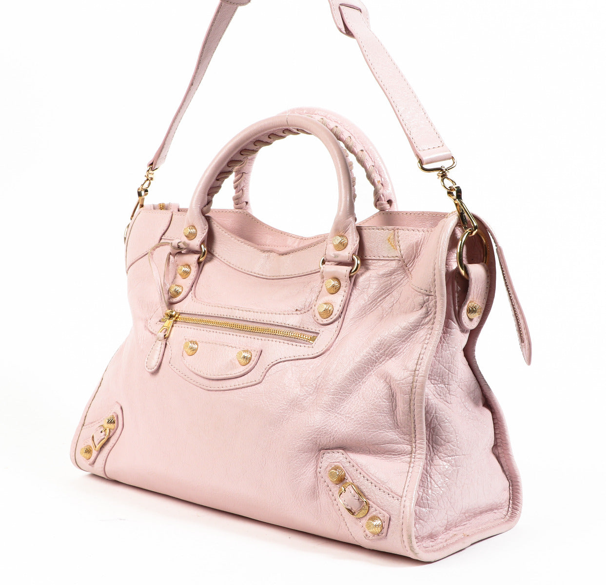 Sac bandoulière Balenciaga City Rose poudré GHW
