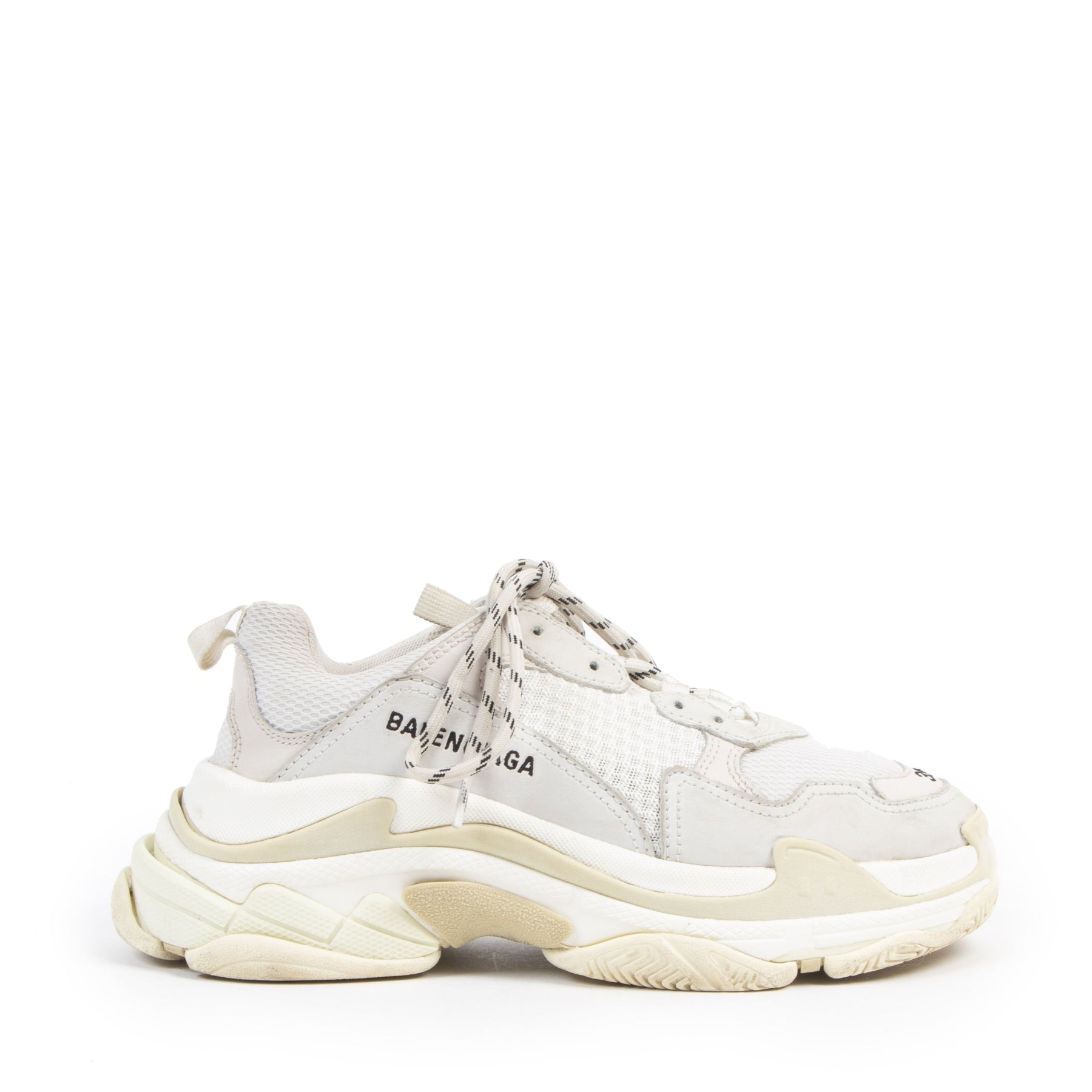 Authentieke Tweedehands Balenciaga Triple S White Sneakers - Size 39 juiste prijs veilig online shoppen luxe merken webshop winkelen Antwerpen België mode fashion