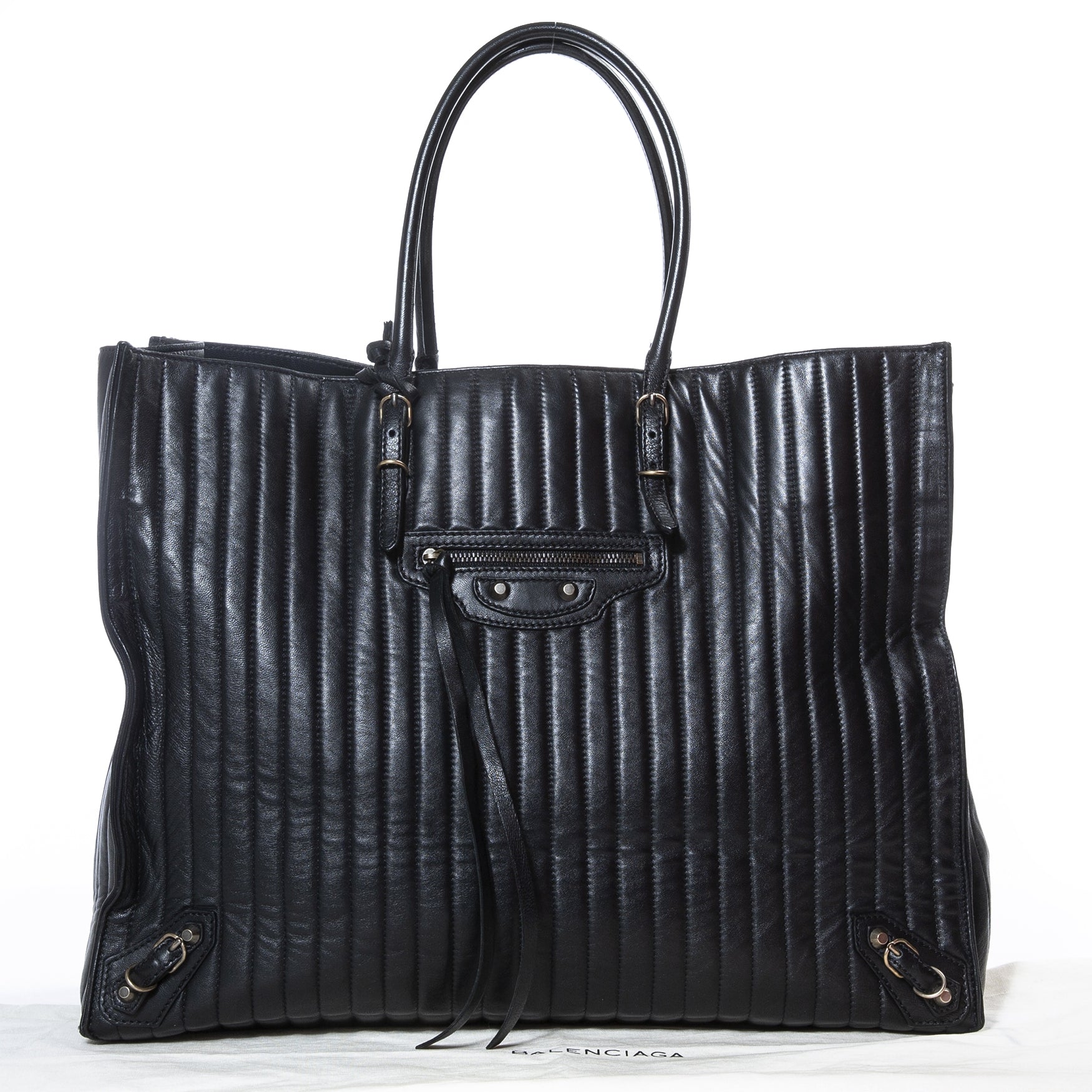 Balenciaga Vertical Quilted Black Papier A4 Tote