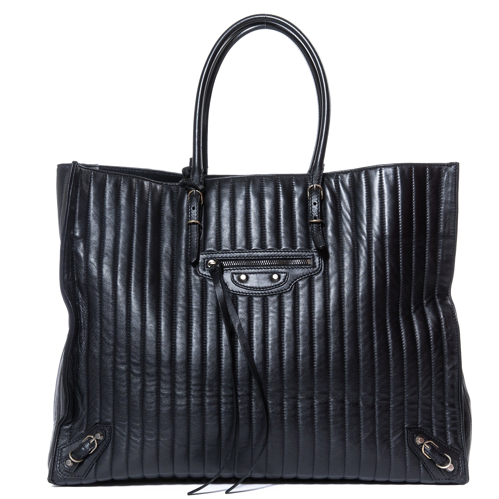 Balenciaga Vertical Quilted Black Papier A4 Tote