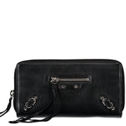 Balenciaga Black Continental Zip Around Wallet